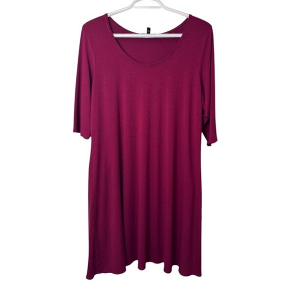 Eileen Fisher plum trapeze tunic/shirt dress size M - Picture 1 of 4